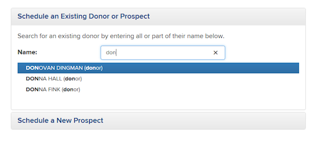 schedule donor prospect
